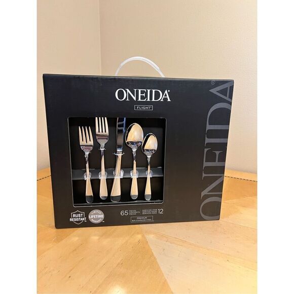 NIB! Oneida Flight 65 Piece Everyday Flatware Set Service For 12 - Picture 1 of 6